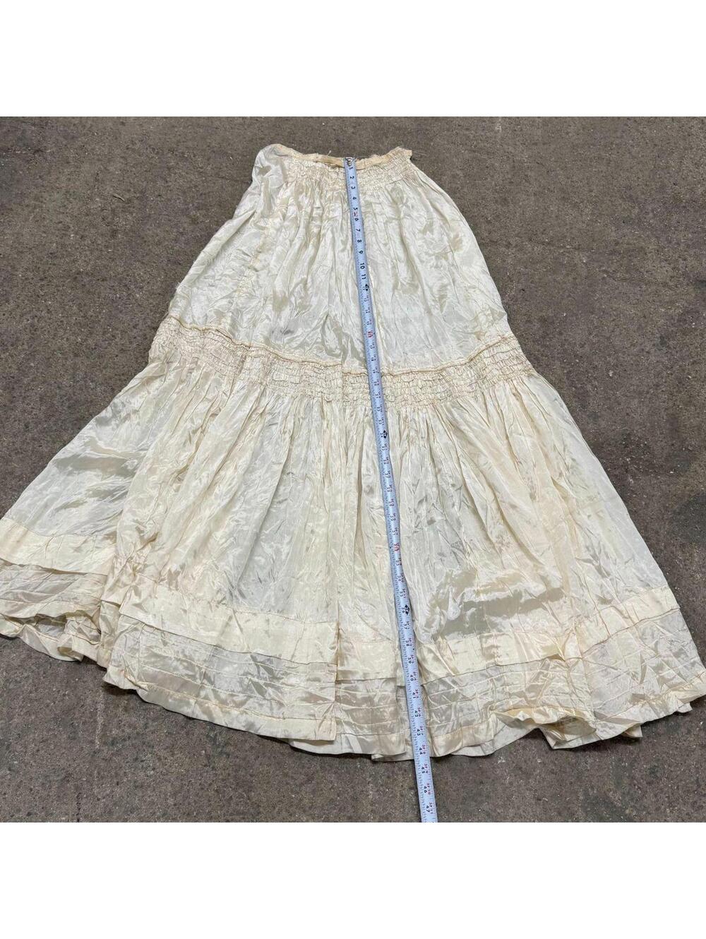 Antique Edwardian Silk Petticoat Slip Skirt XXS - Picture 6 of 7